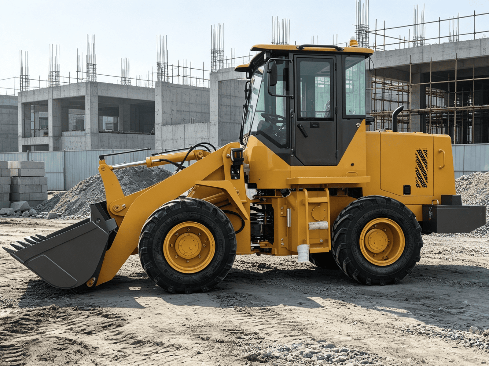 Wheel loader on a construction site
