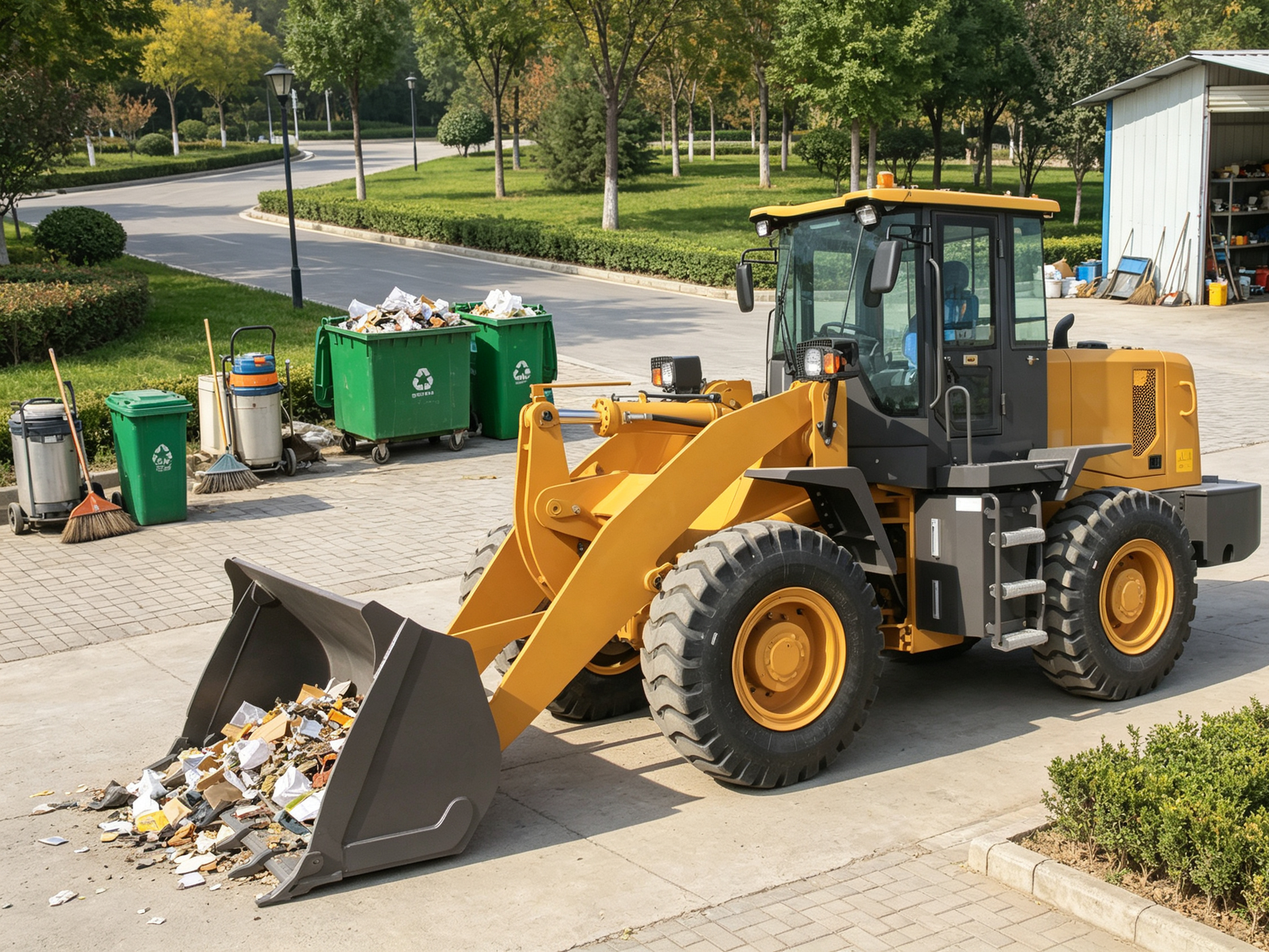 Wheel loader in municipal yard operations