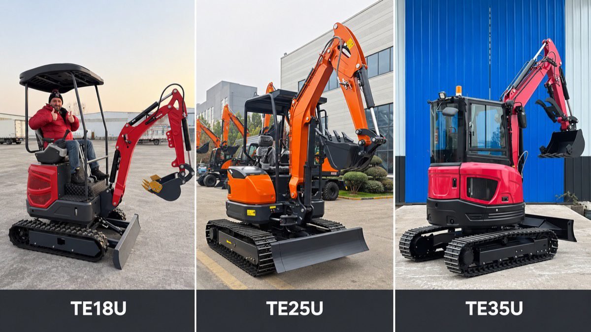 Comparison of TE18U, TE25U and TE35U compact excavators