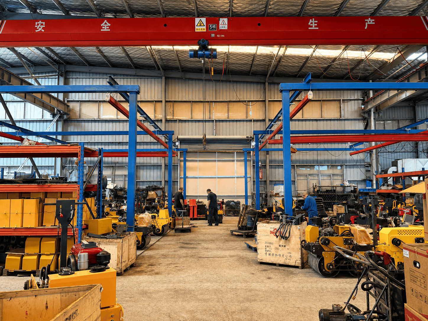 Partner factory production line -- heavy machinery assembly in progress