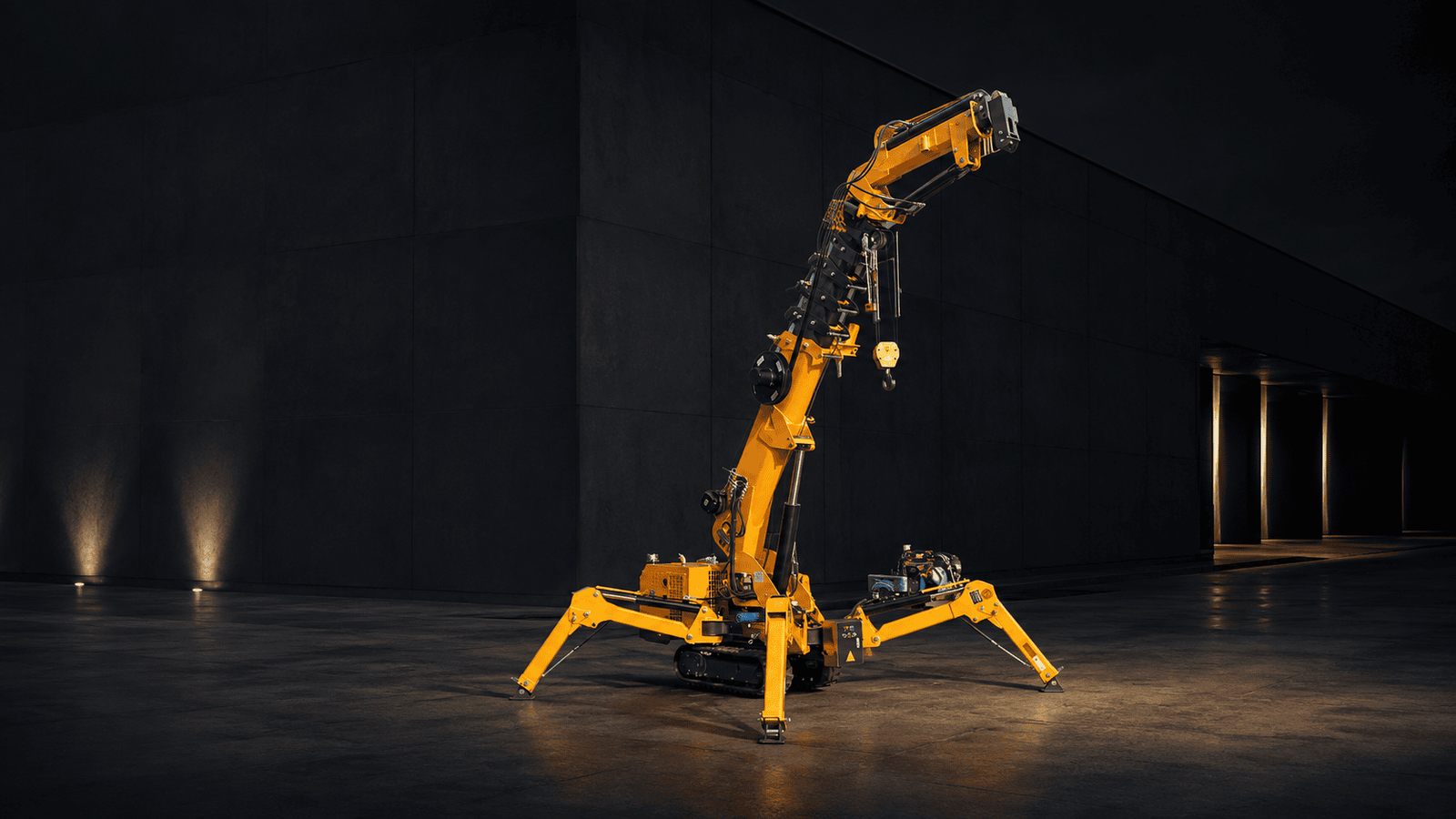 Spider crane on a compact jobsite
